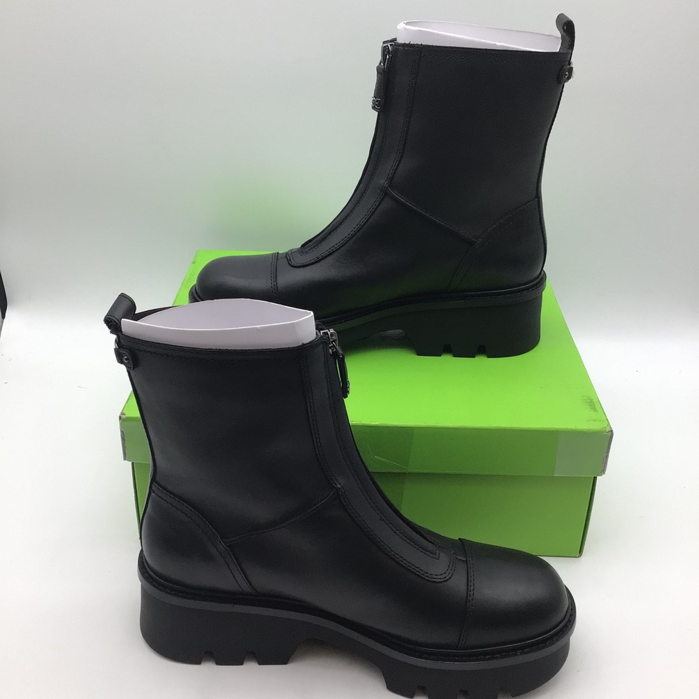 Sam Edelman Cooper Black Leather Front Zip Lug Sole Boots Womens Size 10 M NEW - Picture 2 of 7